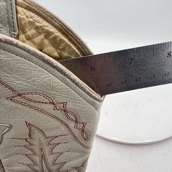 Yoncer Men Size 8 Cream White Leather Pointed Toe Pull On Western Cowboy Boot - Picture 14 of 14